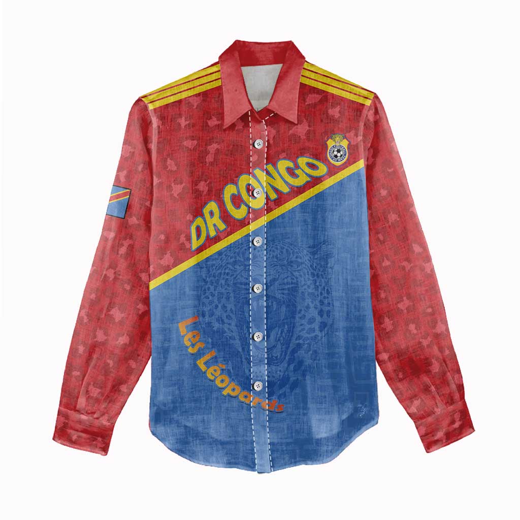 Custom DR Congo Football Women Casual Shirt Go Champions - African Pride