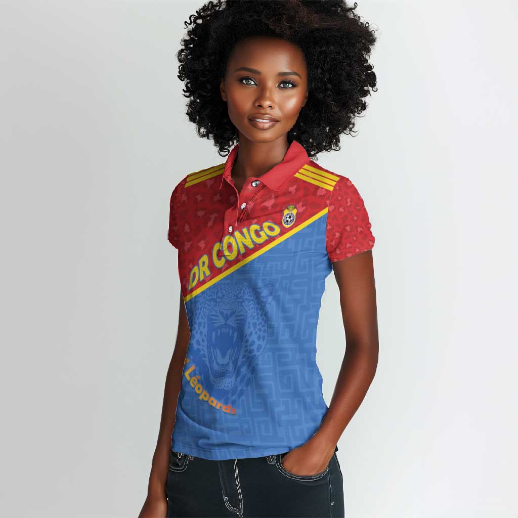Custom DR Congo Football Women Polo Shirt Go Champions - African Pride