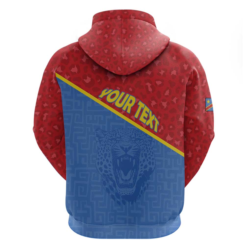 Custom DR Congo Football Zip Hoodie Go Champions - African Pride