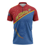 Custom DR Congo Football Zipper Polo Shirt Allez Les Léopards