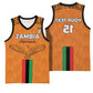 Custom Zambia Football Basketball Jersey Come On Chipolopolo - African Pride