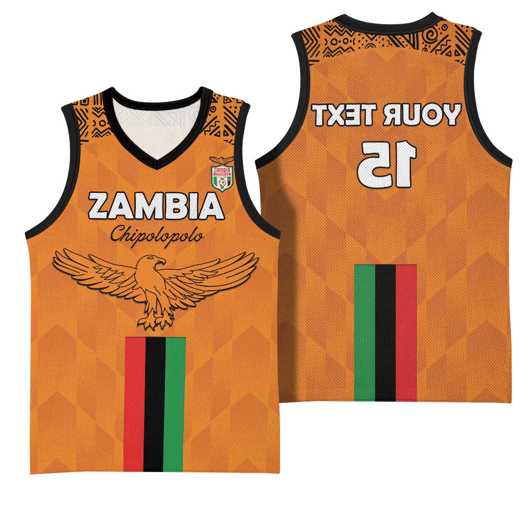 Custom Zambia Football Basketball Jersey Come On Chipolopolo - African Pride