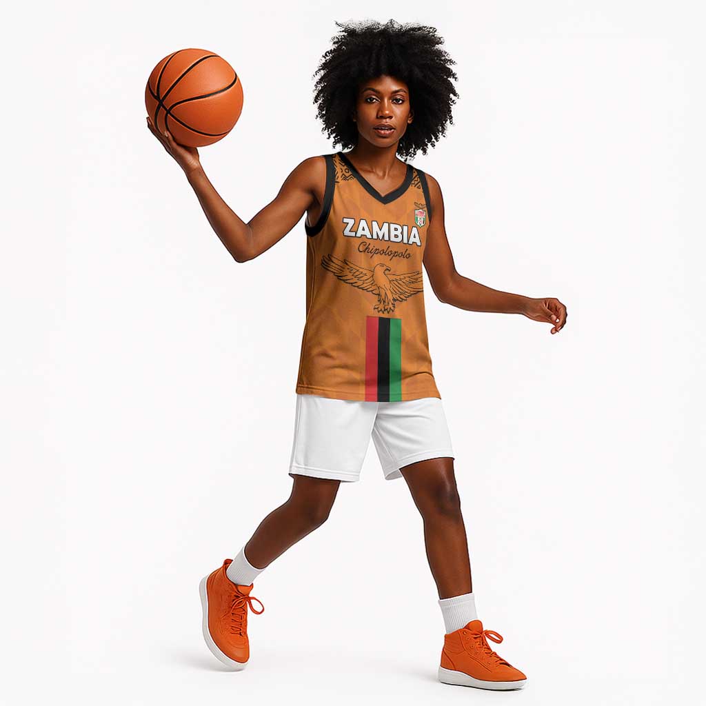 Custom Zambia Football Basketball Jersey Come On Chipolopolo - African Pride