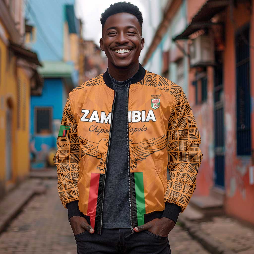 Custom Zambia Football Bomber Jacket Come On Chipolopolo - African Pride