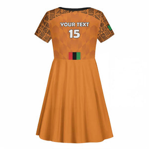 Custom Zambia Football Kid Short Sleeve Dress Come On Chipolopolo - African Pride