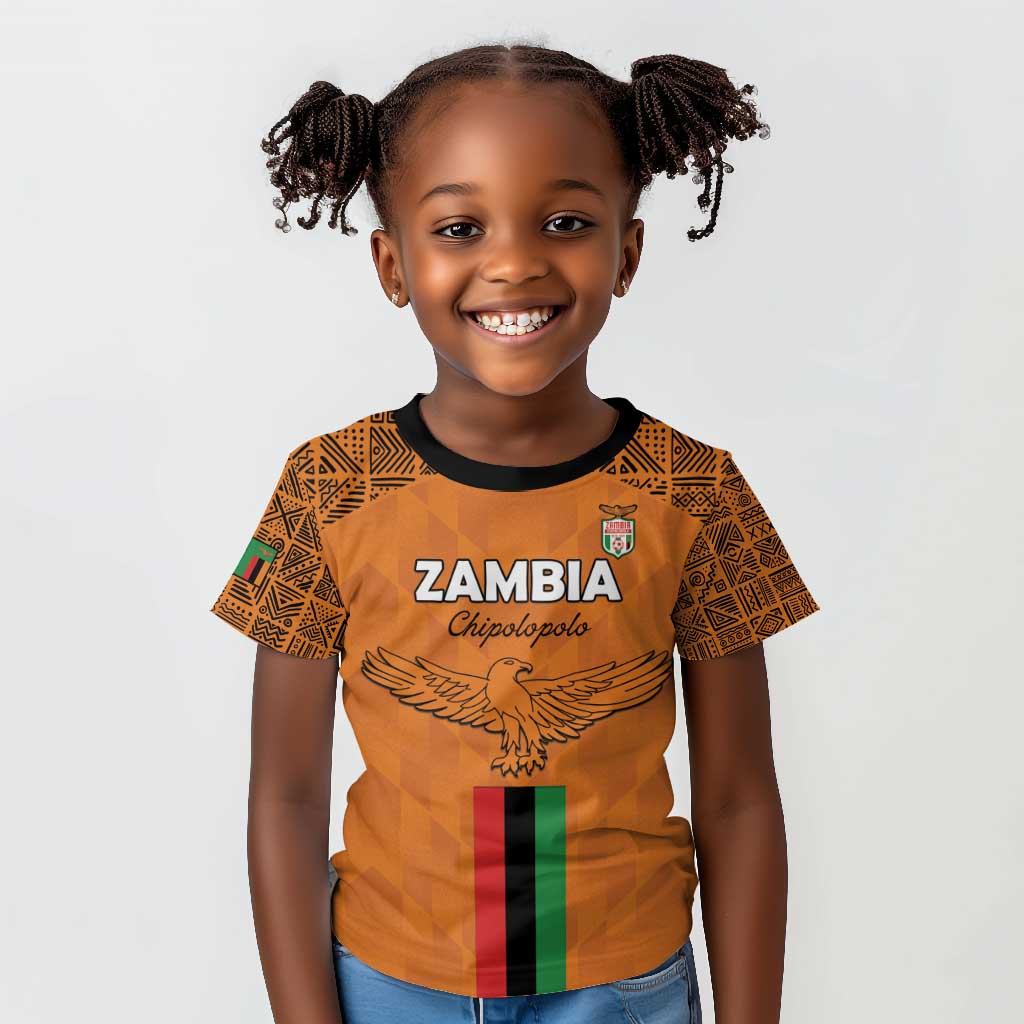 Custom Zambia Football Kid T shirt Come On Chipolopolo - African Pride