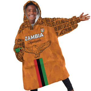 Custom Zambia Football Kid Wearable Blanket Hoodie Come On Chipolopolo - African Pride