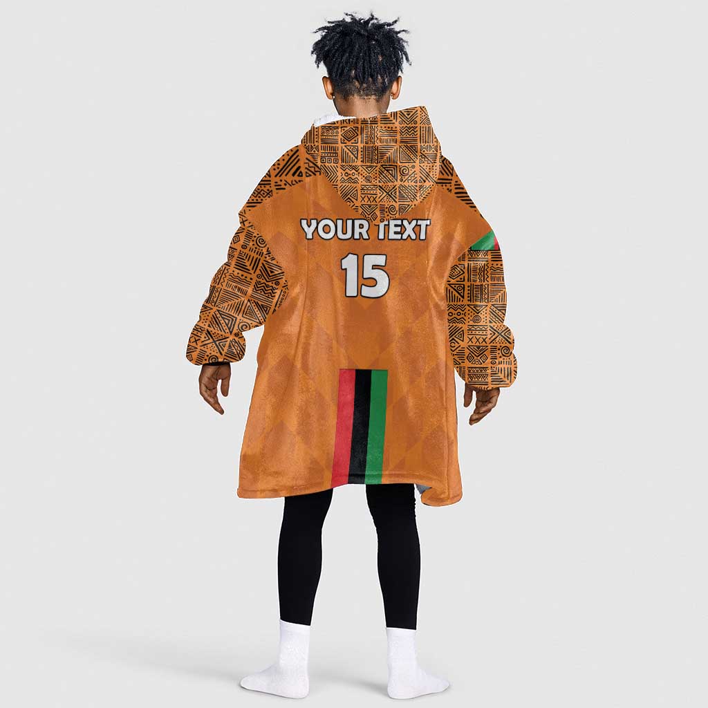 Custom Zambia Football Kid Wearable Blanket Hoodie Come On Chipolopolo - African Pride