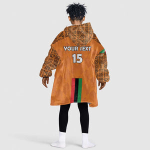 Custom Zambia Football Kid Wearable Blanket Hoodie Come On Chipolopolo - African Pride