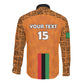 Custom Zambia Football Long Sleeve Button Shirt Come On Chipolopolo - African Pride
