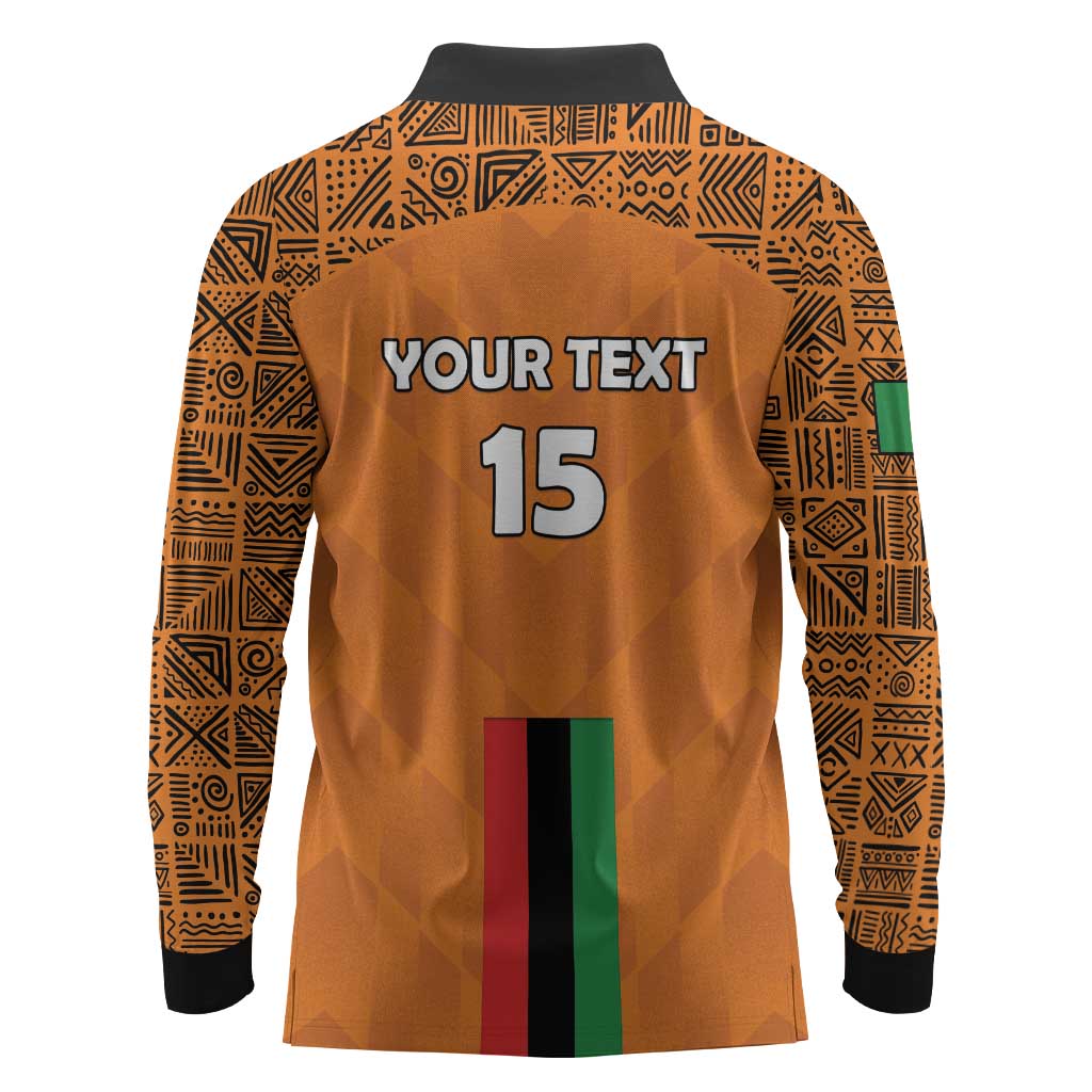 Custom Zambia Football Long Sleeve Polo Shirt Come On Chipolopolo - African Pride