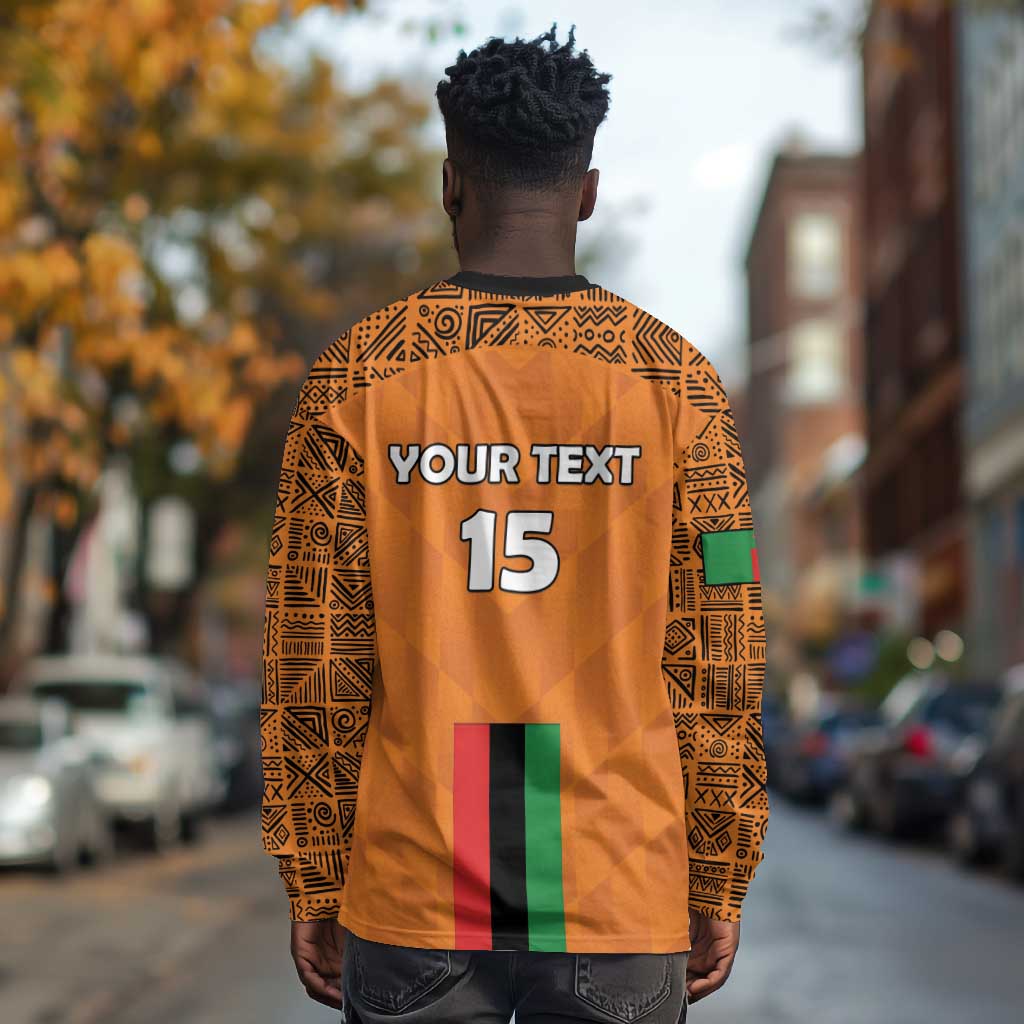 Custom Zambia Football Long Sleeve Shirt Come On Chipolopolo - African Pride