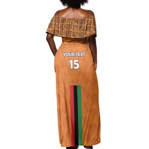 Custom Zambia Football Off Shoulder Maxi Dress Come On Chipolopolo - African Pride