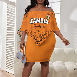Custom Zambia Football Off Shoulder Short Dress Come On Chipolopolo - African Pride