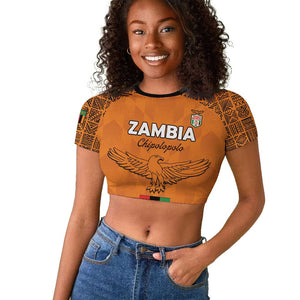 Custom Zambia Football Raglan Cropped T shirt Come On Chipolopolo - African Pride