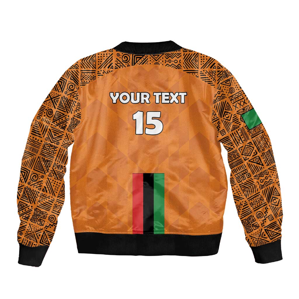 Custom Zambia Football Sleeve Zip Bomber Jacket Come On Chipolopolo - African Pride