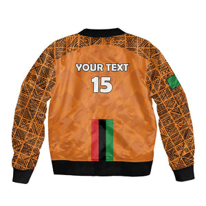 Custom Zambia Football Sleeve Zip Bomber Jacket Come On Chipolopolo - African Pride