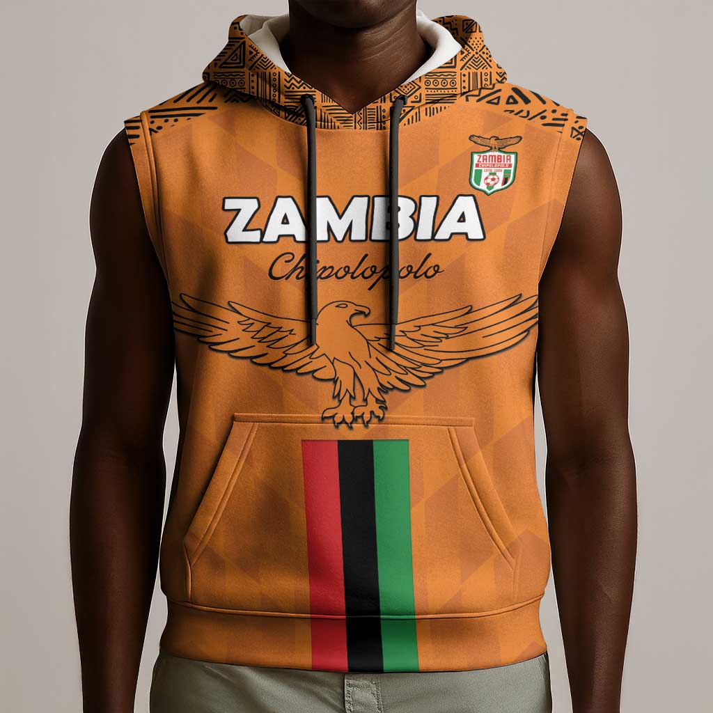 Custom Zambia Football Sleeveless Hoodie Come On Chipolopolo - African Pride
