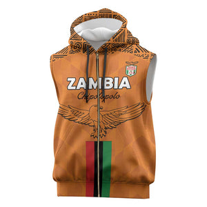 Custom Zambia Football Sleeveless Zip Hoodie Come On Chipolopolo - African Pride