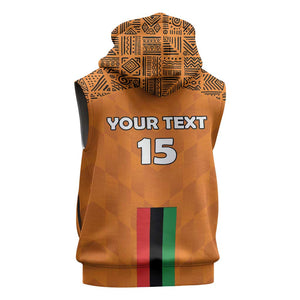 Custom Zambia Football Sleeveless Zip Hoodie Come On Chipolopolo - African Pride