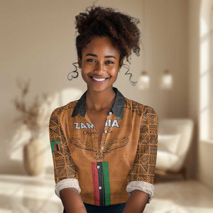 Custom Zambia Football Women Casual Shirt Come On Chipolopolo - African Pride