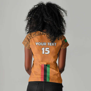 Custom Zambia Football Women V-Neck T-Shirt Come On Chipolopolo - African Pride