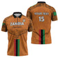 Custom Zambia Football Zipper Polo Shirt Go Chipolopolo Go