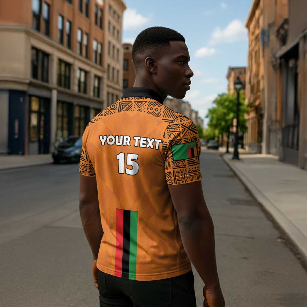 Custom Zambia Football Zipper Polo Shirt Go Chipolopolo Go