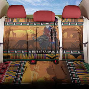 Afro Christmas in Kenya Safari Back Car Seat Cover Black Santa Riding Cape Buffalo - African Pride