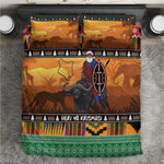 Afro Christmas in Kenya Safari Bedding Set Black Santa Riding Cape Buffalo - African Pride