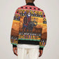 Afro Christmas in Kenya Safari Bomber Jacket Black Santa Riding Cape Buffalo - African Pride