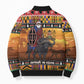 Kenya Safari Christmas Bomber Puffer Jacket Black Santa Riding Cape Buffalo - Heri ya Krismasi