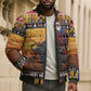 Kenya Safari Christmas Bomber Puffer Jacket Black Santa Riding Cape Buffalo - Heri ya Krismasi