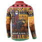 Kenya Safari Christmas Button Sweatshirt Black Santa Riding Cape Buffalo - Heri ya Krismasi