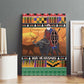 Afro Christmas in Kenya Safari Canvas Wall Art Black Santa Riding Cape Buffalo - African Pride