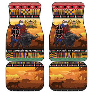Afro Christmas in Kenya Safari Car Mats Black Santa Riding Cape Buffalo - African Pride
