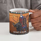 Kenya Safari Christmas Ceramic Mug Black Santa Riding Cape Buffalo - Heri ya Krismasi