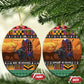 Afro Christmas in Kenya Safari Ceramic Ornament Black Santa Riding Cape Buffalo - African Pride