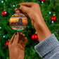 Afro Christmas in Kenya Safari Ceramic Ornament Black Santa Riding Cape Buffalo - African Pride
