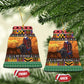 Afro Christmas in Kenya Safari Ceramic Ornament Black Santa Riding Cape Buffalo - African Pride
