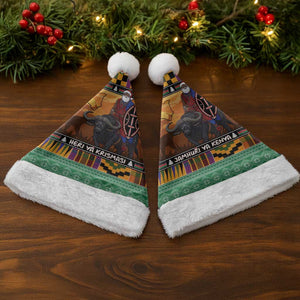 Afro Christmas in Kenya Safari Christmas Santa Hat Black Santa Riding Cape Buffalo - African Pride