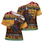 Kenya Safari Christmas Cross Shoulder Shirt Black Santa Riding Cape Buffalo - Heri ya Krismasi