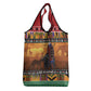 Afro Christmas in Kenya Safari Grocery Bag Black Santa Riding Cape Buffalo - African Pride
