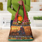 Afro Christmas in Kenya Safari Grocery Bag Black Santa Riding Cape Buffalo - African Pride