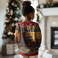 Afro Christmas in Kenya Safari Kid Ugly Christmas Sweater Black Santa Riding Cape Buffalo - African Pride