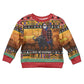 Afro Christmas in Kenya Safari Kid Ugly Christmas Sweater Black Santa Riding Cape Buffalo - African Pride