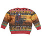 Afro Christmas in Kenya Safari Kid Ugly Christmas Sweater Black Santa Riding Cape Buffalo - African Pride