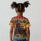 Afro Christmas in Kenya Safari Kid T shirt Black Santa Riding Cape Buffalo - African Pride