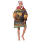 Afro Christmas in Kenya Safari Kid Wearable Blanket Hoodie Black Santa Riding Cape Buffalo - African Pride