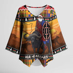 Kenya Safari Christmas Kimono Sleeve Blouse Black Santa Riding Cape Buffalo - Heri ya Krismasi